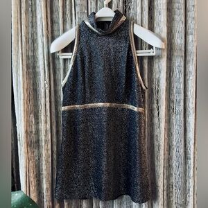 Vintage 70s Sparkly Black Silver and Gold Sleeveless tunic